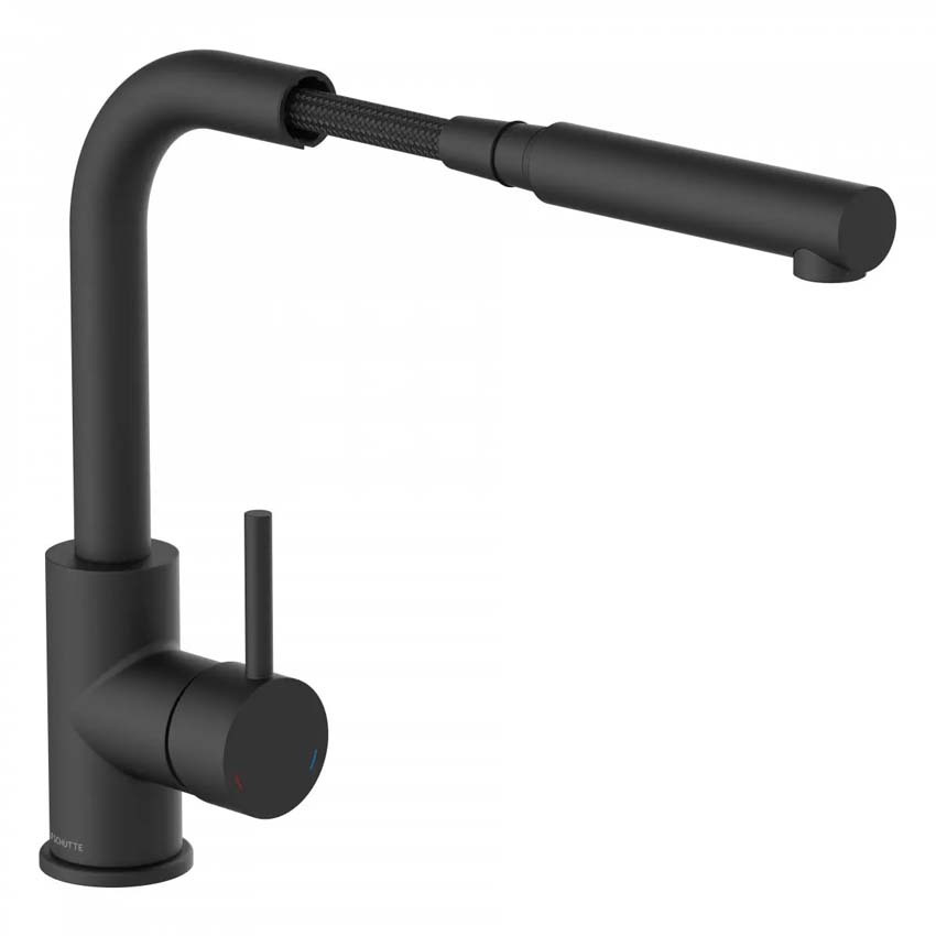 Keukenkraan Fynn mat zwart met uittrekbare uitloop en sensor