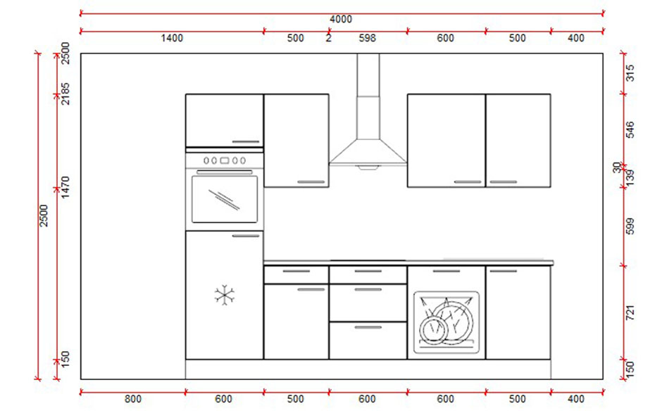 Blokkeuken 4A Premium 2800 mm