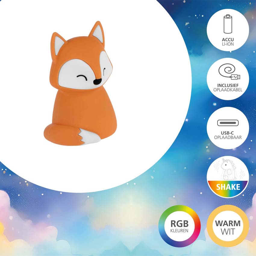 Lampe de table Renard - Orange - H15cm - Dimmable - LED - 1x5W - RGB/3000K - USB