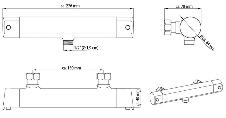 Robinet de douche Vera thermostatique chrome