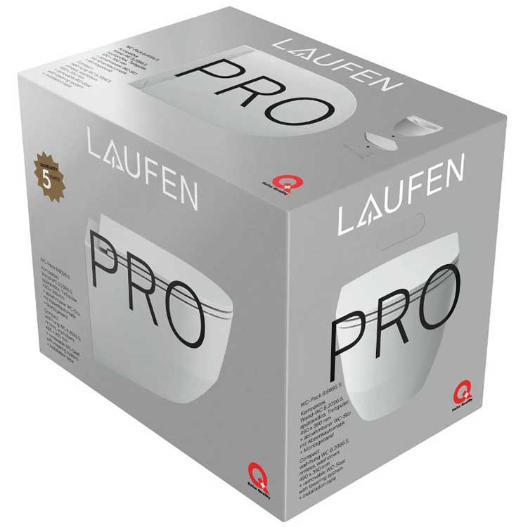 Toilette suspendue Laufen Pro sans rebord blanc avec siège de WC softclose