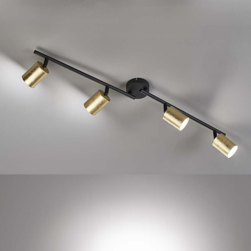 Opbouwspot - zwart/goud - GU10 - 4x4W incl lamp