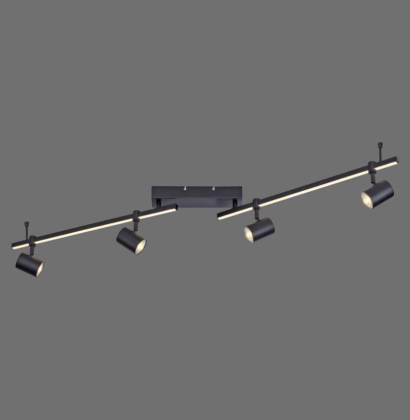 Plafonnière - Zwart - 123x18x101cm - GU10 - 4x4,5W - 3000K