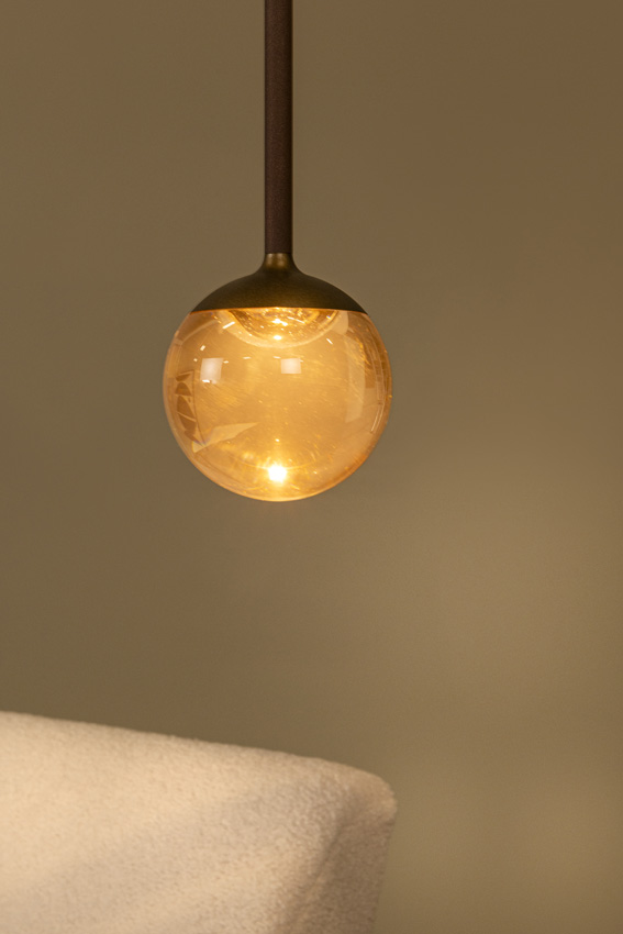 Lucide Premium Calina - Hanglamp - Ø9,9cm - LED dimbaar - CCT - 1x7W - 2200K/3300K - Met vervangbare LED-module - Koffie