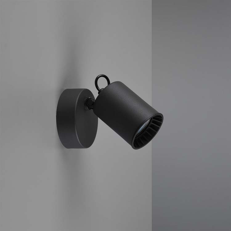 Spot en applique noir - convient pour 1xGU10 - H15cm