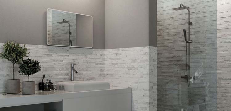 Wandtegel Prestige steenstrip wit 15x61cm