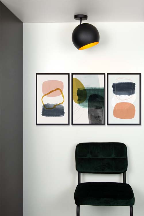 Plafonnier - noir - boule - Ø25cm - E27 - 40W