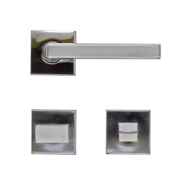 Poignée de porte erice look inox avec serrure toilette