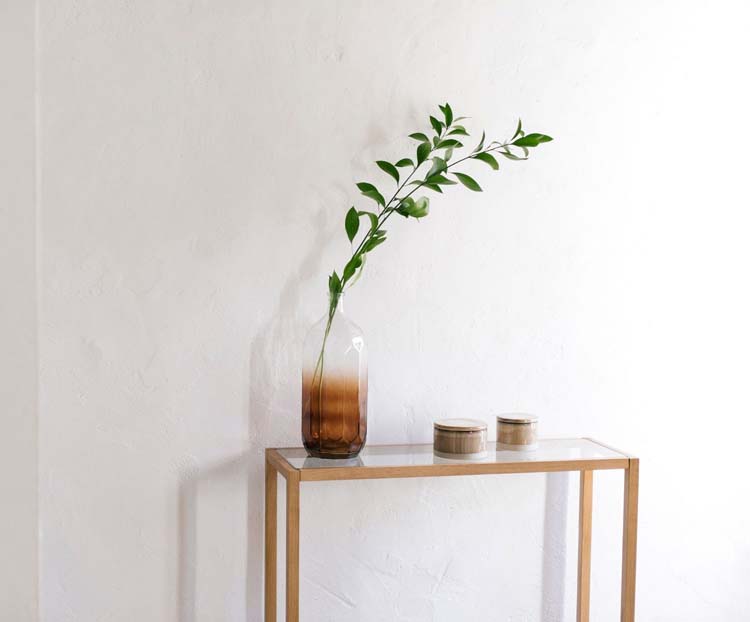 Console tafel eik hout/glas 100x32x75 cm