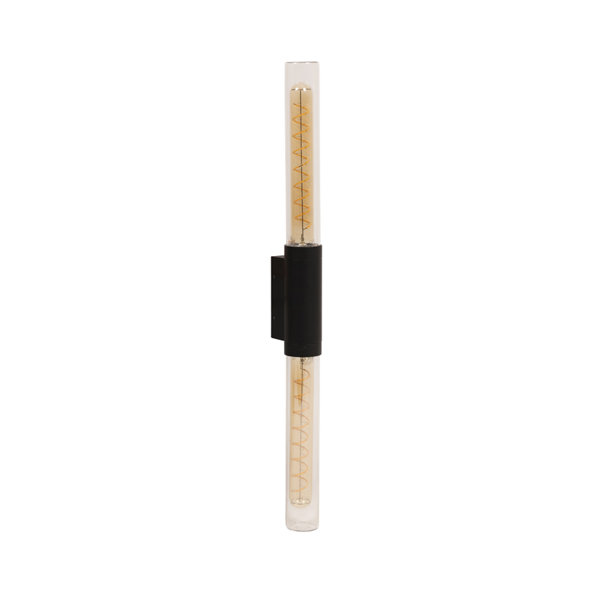 Lucide Essential Pilar - Wandlamp binnen/buiten - 2xE27 - IP54 - Zwart