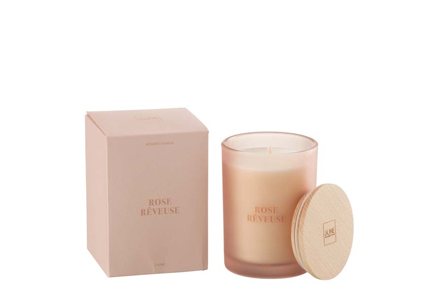 Bougie parfumée Accords Essentiels Rose Rêveuse 9x9x13cm 38H