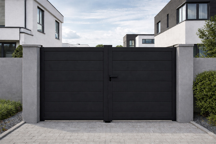 Portail battant double Salamanca aluminium noir 300x192cm - fermé, quincaillerie incluse