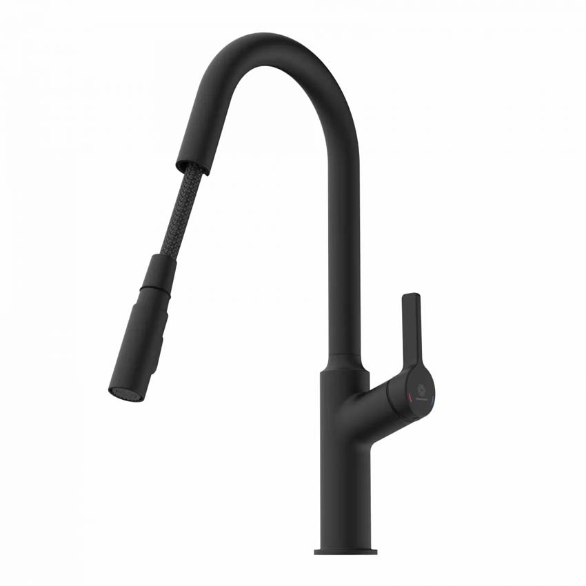 Robinet de cuisine Wasserwerk WK 12 noir mat avec bec extractible