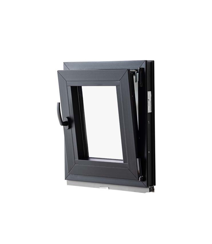 1-VL draaikiepraam pvc Deceuninck Elegant zwart/zw B900xH1000 mm R