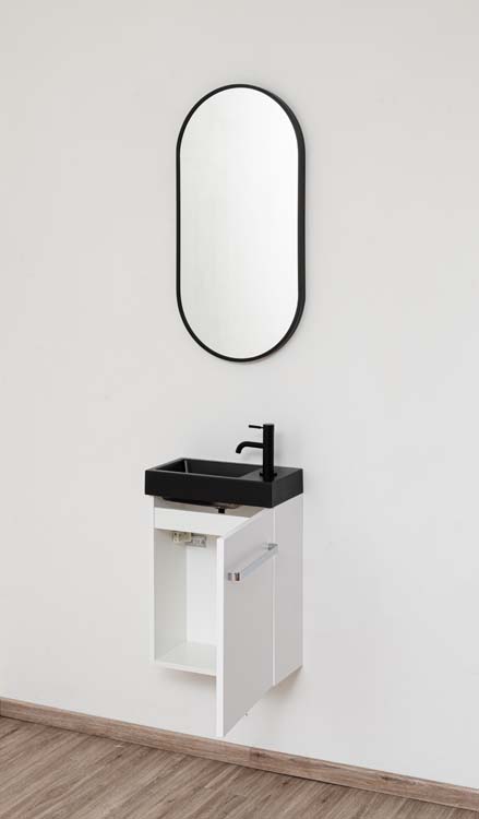 Meuble de toilette Brian blanc lavabo noir mat 50x40x22cm