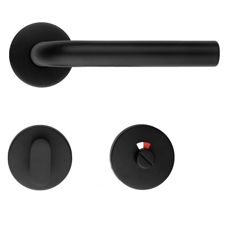 Poignée de porte  lucera 19mm class 3 noir avec serrure toilette