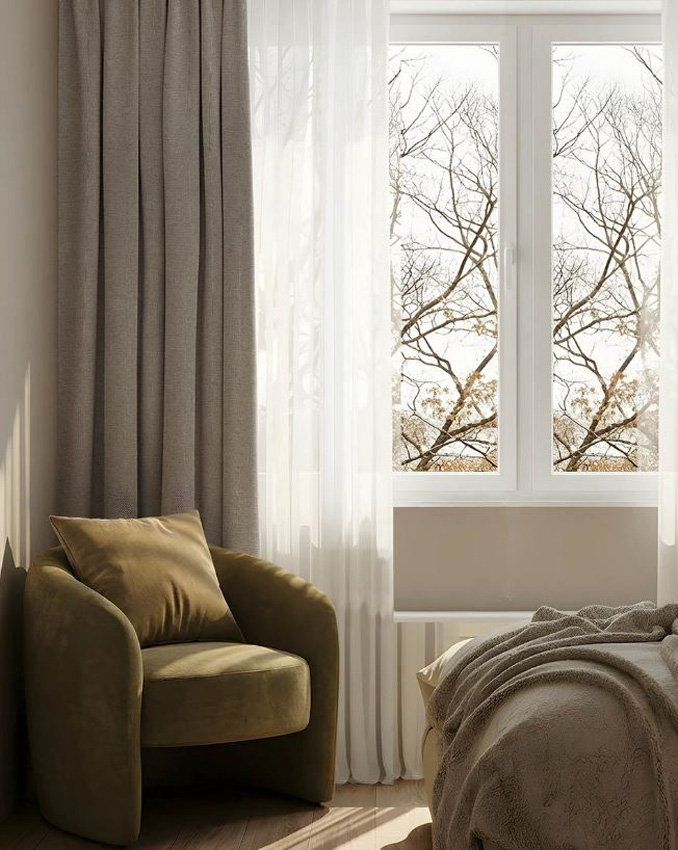 Overgordijn met haken zand 140x270cm