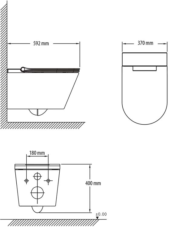 Douche wc incl soft-close wc-bril zonder spoelrand wit