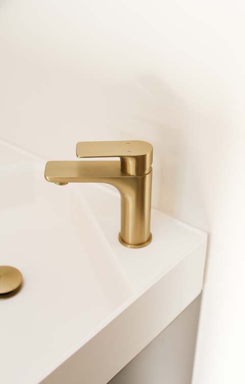 Wastafelkraan Miley edge brushed gold