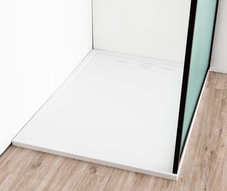 Douchewand Umi2 geribbeld 120 x 200 cm incl stang mat zwart