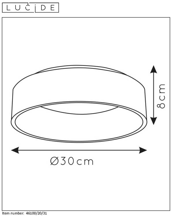 Lucide TALOWE LED - Plafonnier - Ø 30 cm - LED Dim. - 1x20W 3000K - Blanc
