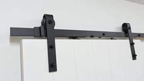 Porte coulissante simple à peindre complète Titus 93x211,5cm + rail robuste noir + guide mural