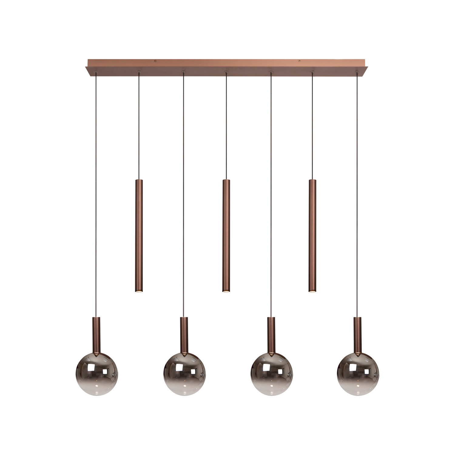 Lucide Premium Jasmine - Hanglamp - LED Dimb. - CCT - 7X4W 2200K/3300K - Geschikt voor vide en hoge plafonds - Koper