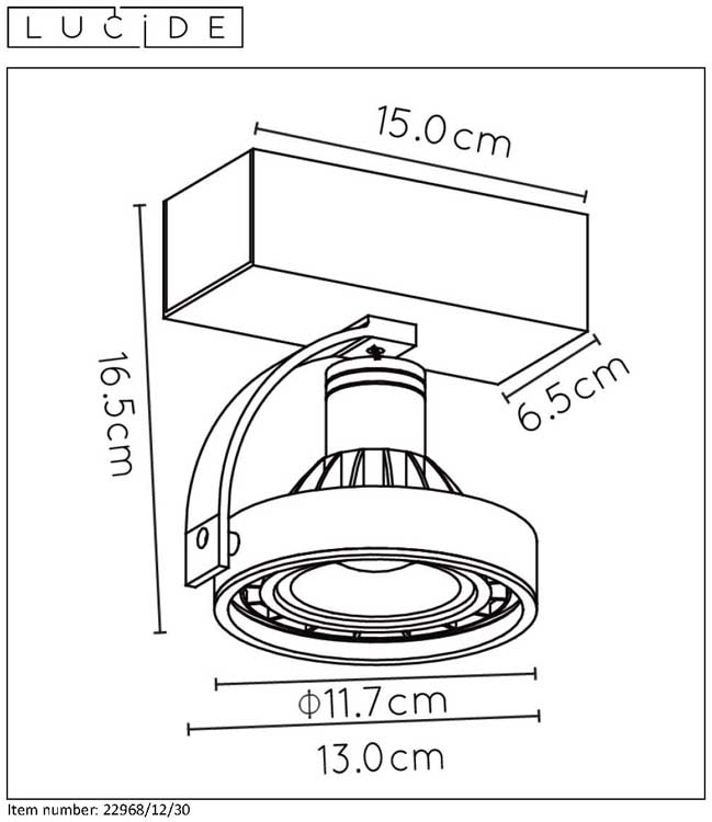 Lucide DORIAN - Spot plafond - LED Dim to warm - GU10 - 1x12W 3000K/2200K - Noir
