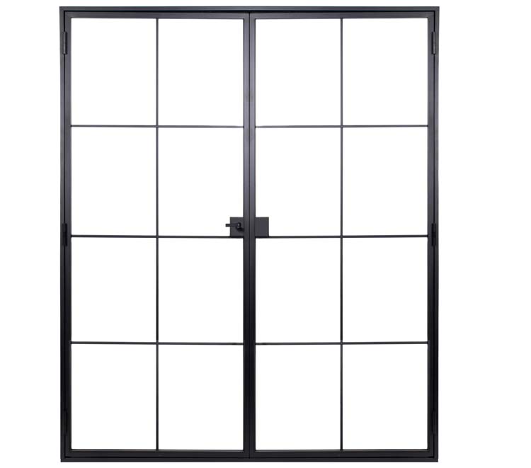 Porte intérieure double en acier Black Glamour noir 2x8V poussant à droite sur mesure