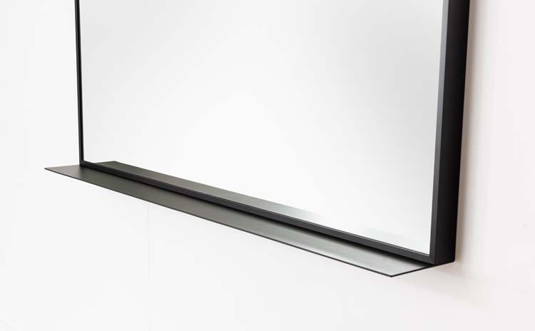Spiegel Tabibi rechthoek mat zwart met schap 120x80cm