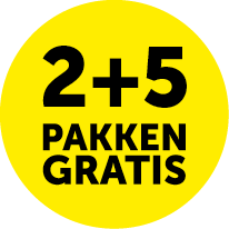 Actie 2 + 5 pakken gratis