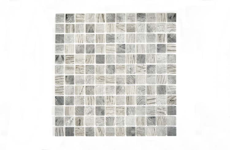 Mosaïque Eco structure bois gris clair mat 30x30cm