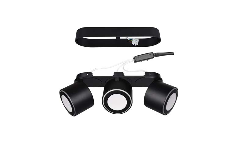 Opbouwspot zwart mat incl. 3x3W/340Lm+3x1,5W/110Lm LED/ 3000K