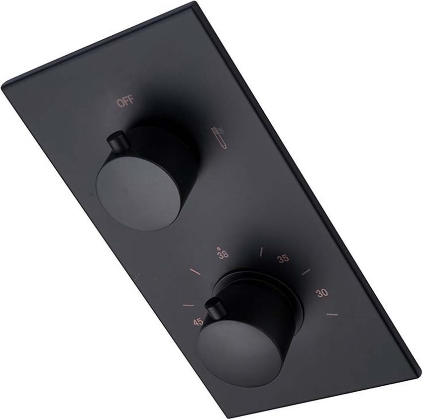Regendoucheset thermostatisch inbouw mat zwart