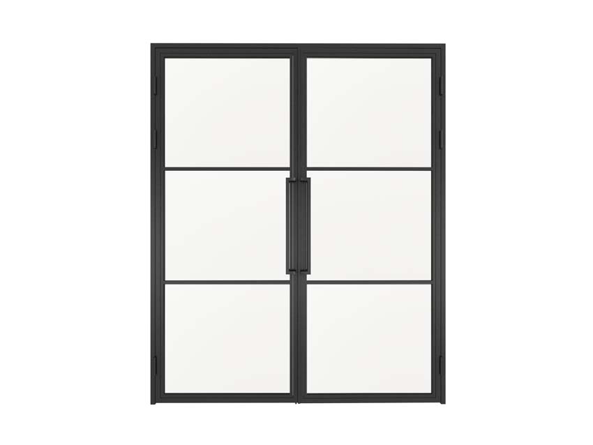 Porte intérieure double en acier Tara noir 2x3V poussant à gauche sur mesure
