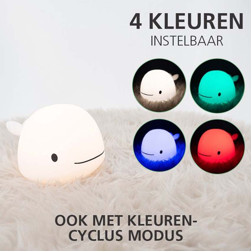 Tafellamp Dolfijn - Wit - H10,5cm - Dimbaar - LED - 1x5W - RGB/3000K - USB