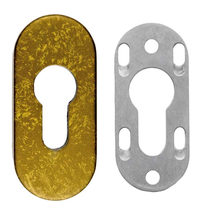 Plaque cylindre de sécurité ovale vieux jaune 6mm