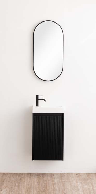 Meuble de toilette Windsor2 noir lavabo blanc brillant 60x40x22cm