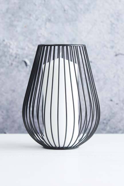 Bougeoir pour bougie chauffe-plat wire métal noir H22.5 cm