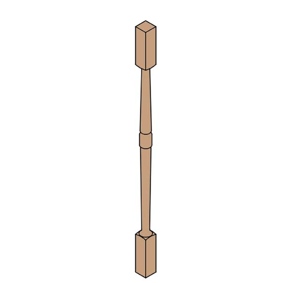 Balustre tourné en hêtre 92x4,5x4,5cm