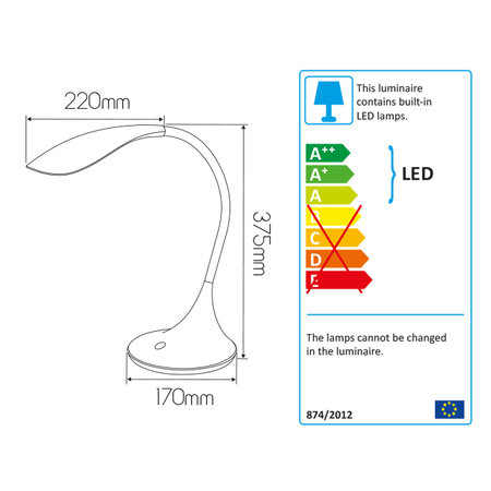 Bureaulamp Zonic zwart 37,50cm
