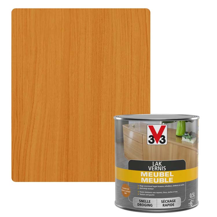 V33 laque pour meuble chêne rustique mat 0,5l