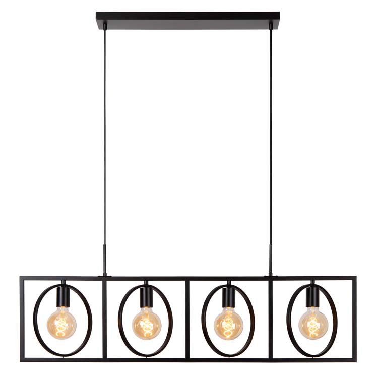 Hanglamp - zwart - 107cm - 4xE27 - 40W