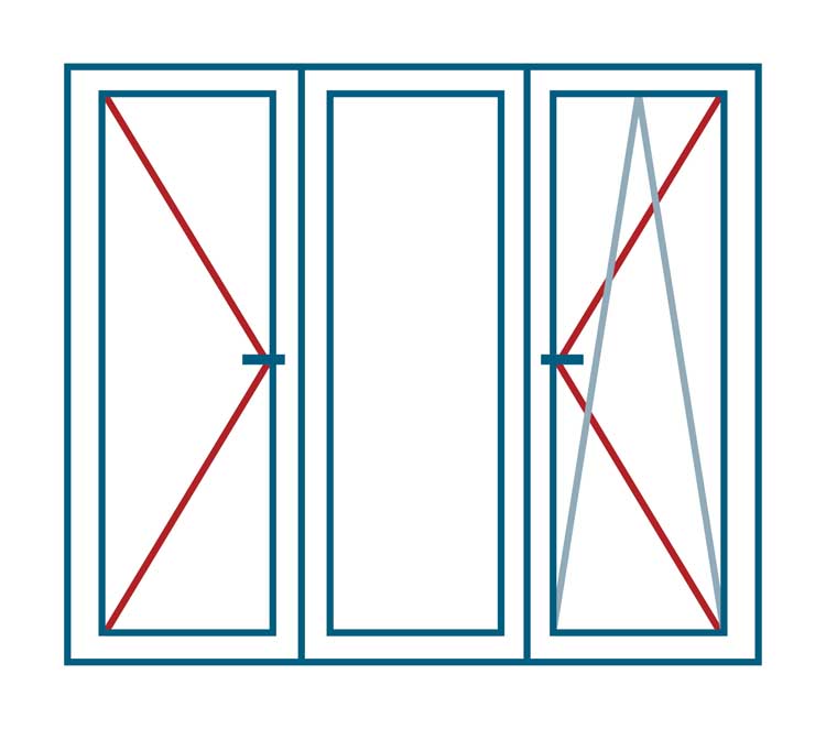 3-VAN Châssis oscillo-battant+fix pvc Elegant noir/noir B2100xH1400 mm