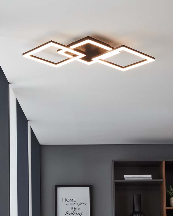 Plafonnier - noir - 65x31x6cm - dimmable - LED - 3x10W - 2700-6500K + RGB
