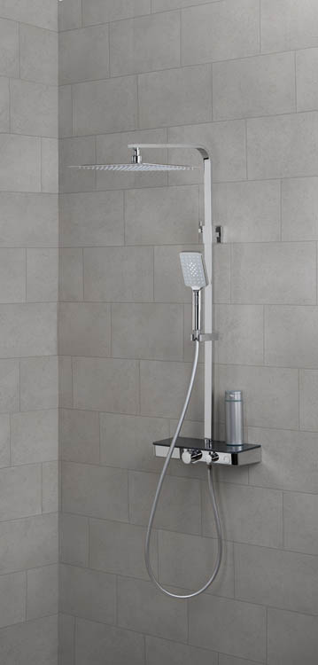 Douchesysteem thermostatisch Olfa chroom-antraciet Douchesysteem thermostatisch Olfa chroom-antraciet