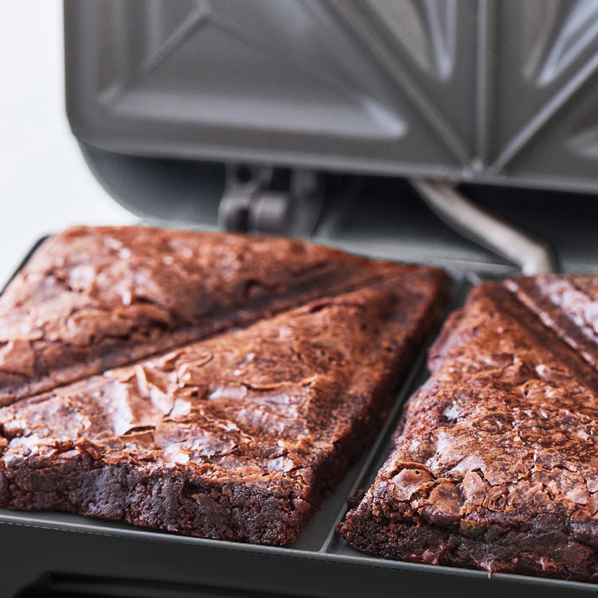 Appareil 3 en 1 pour croque-monsieur, gaufres et paninis bleu-gris avec revêtement antiadhésif sans PFAS