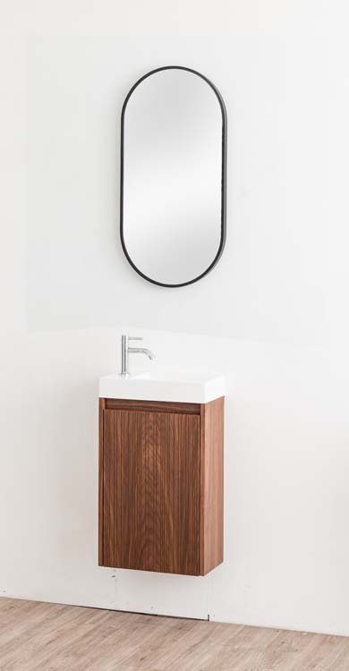 Toiletmeubel Warren walnoot lavabo glanzend wit 60x40x22cm