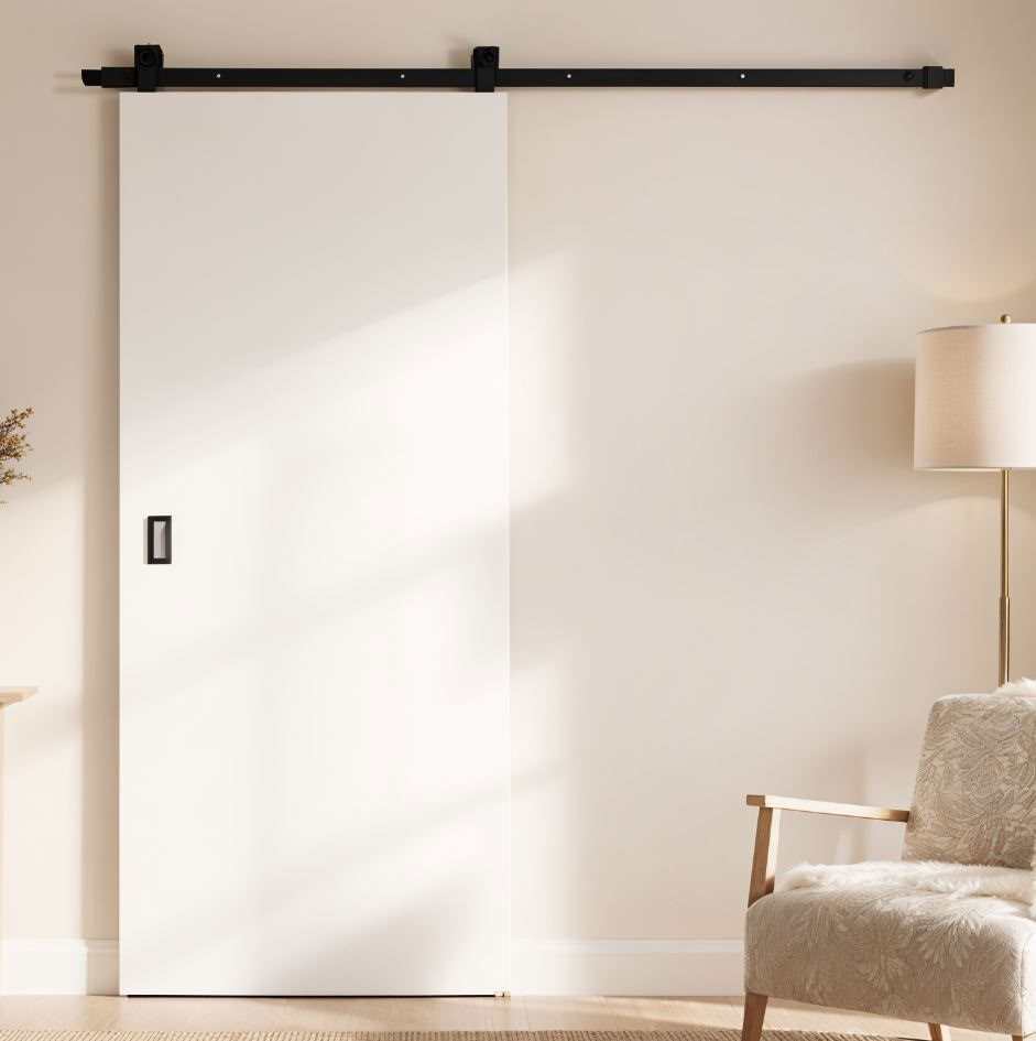 Complete enkele schuifdeur Palladium wit 93x211,5cm + rail antiek zwart