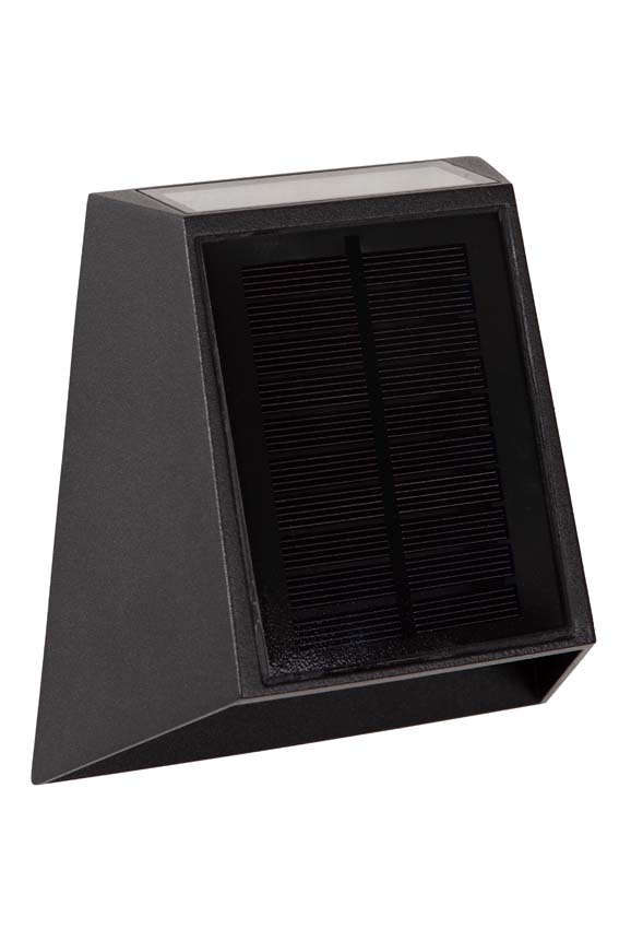 Wandlamp Solar Viro - zwart - LED dimbaar - 1x1W - 2850K/3150K - IP54 - Dag/nacht sensor
